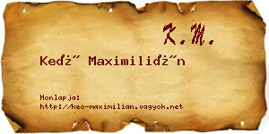 Keő Maximilián névjegykártya